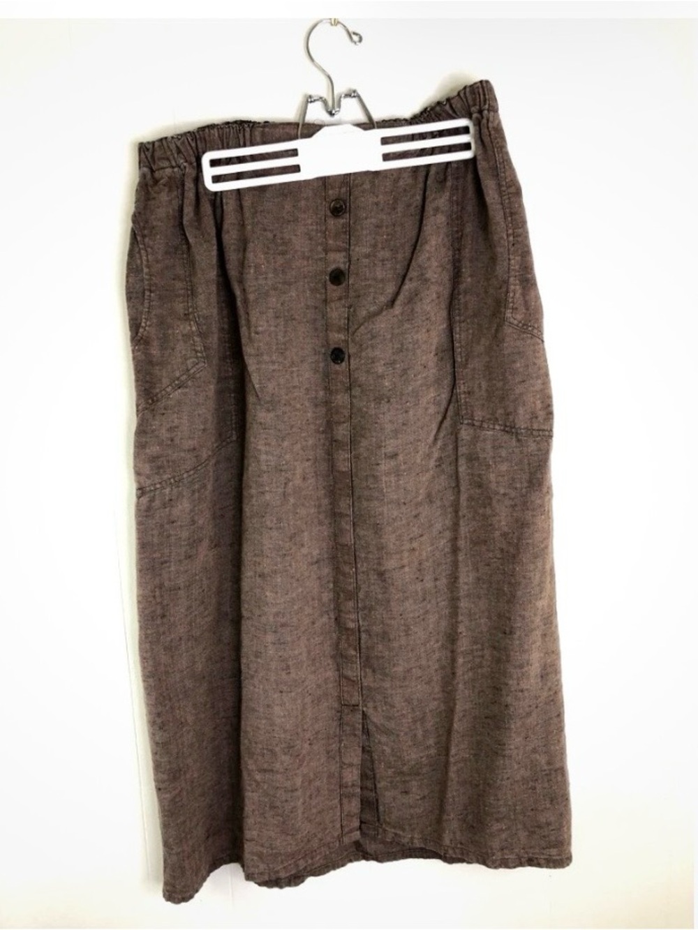 Flax Brown A-Line Linen Skirt